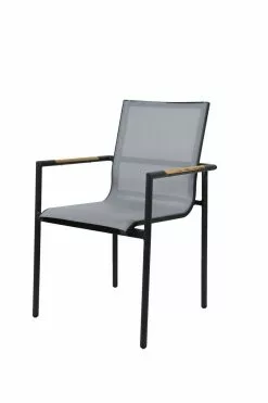 Qopps Tulsi Dining Tuinstoel Mat Royal Grey Met Teak