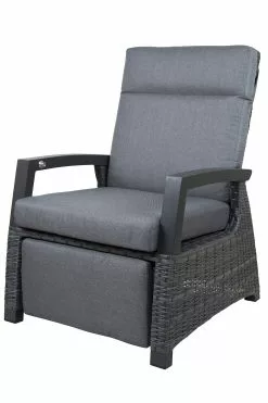 Qopps Darwin Lounge Tuinstoel, Gasveer Verstelbaar Met Voetstuk Antraciet