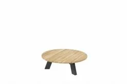 4 Seasons Outdoor Cosmic Salontafel Met Teak Blad 78 Cm Rond En 25 Cm Hoog