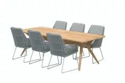 4 Seasons Outdoor 4SO Bel Air Teak Tuintafel Met Valencia Frost Grey Dining Tuinstoel