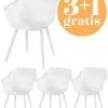4 X Hartman Sophie Studio Dining Armstoel Wit -Tuinkussens Verkoopwinkel 31 21681003