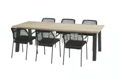 Taste By 4SO Derby Teak Tuintafel Met Barista Stapelbare Tuinstoel Antraciet
