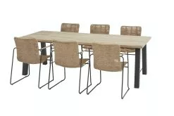 Taste By 4SO Derby Teak Tuintafel Met Palma Stapelbare Tuinstoel Naturel