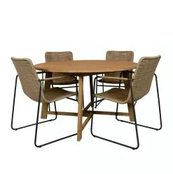 Alexander Teak Tuintafel 130 Rond Met Taste Plama Stapelbare Tuinstoel