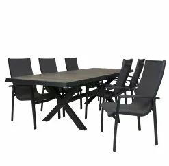 Qopps Ottowa Uitschuif Tafel 205/265 X 100 Antraciet Met Cambridge Dining Stoel -Tuinkussens Verkoopwinkel Ottowa uitschuif tafel 205 265 1658 TT205 met stoel Cambrige dining 1048.01.098 2