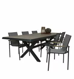 Qopps Ottowa Uitschuif Tuintafel 205/265 X 100 Antraciet Met Tuinstoel Tulsi -Tuinkussens Verkoopwinkel Ottowa uitschuif tafel 205 265 1658 TT205 met stoel Tulsi dining 1746 C RG 2