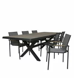 Qopps Ottowa Uitschuif Tuintafel 205/265 X 100 Antraciet Met Tuinstoel Tulsi -Tuinkussens Verkoopwinkel Ottowa uitschuif tafel 205 265 1658 TT205 met stoel Tulsi dining 1746 C RG 3