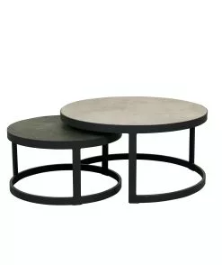 Qopps Sprog Tafel Set 80cm En 60 Cm Rond Matt Royal Grey