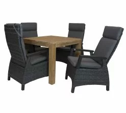 Alberto Teak Tuintafel 92.5 X 92.5 Met Qopps Darwin Verstelbare Tuinstoel