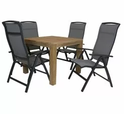 Alberto Teak Tafel 92.5 X 92.5 Met Qopps Houston Verstelbare Tuinstoel