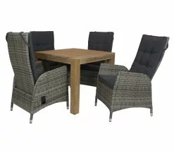 Alberto Teak Tuintafel 92.5 X 92.5 Met Qopps Manhattan Verstelbare Tuinstoel