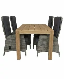 Alberto Teak Tuintafel 160 Met Qopps Manhattan Verstelbare Tuinstoel