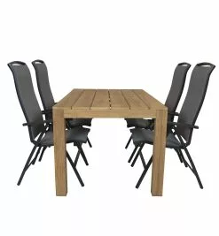 Alberto Teak Tuintafel 160 Met Qopps Houston Verstelbare Tuinstoel