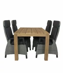 Alberto Teak Tafel 160 Met Qopps Orlon Verstelbare Tuinstoel