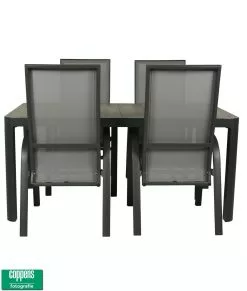 Qopps Tuintafel Queens 161 Met 4 Tuinstoelen Victory -Tuinkussens Verkoopwinkel Tafel Queens 161 met 4 stoelen Victory 1648 t161 1179 2c 3