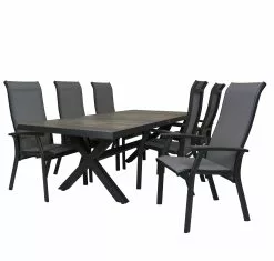 Qopps Admiral Tuintafel 224 X 104 Antraciet Met Verstelbare Tuinstoel Livorno -Tuinkussens Verkoopwinkel Tafel admiraal 224 1701 T224 met stoel Livorno verstelbaar 1528 2C 3