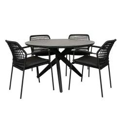 Qopps Zukla Tuintafel 120 Cm Rond Met Taste Barista Stapelbare Tuinstoel