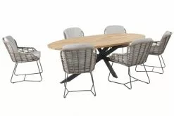 4 Seasons Outdoor 4SO Lugano Dining Stoel Met Prado Ovaal Rvs Onderstel